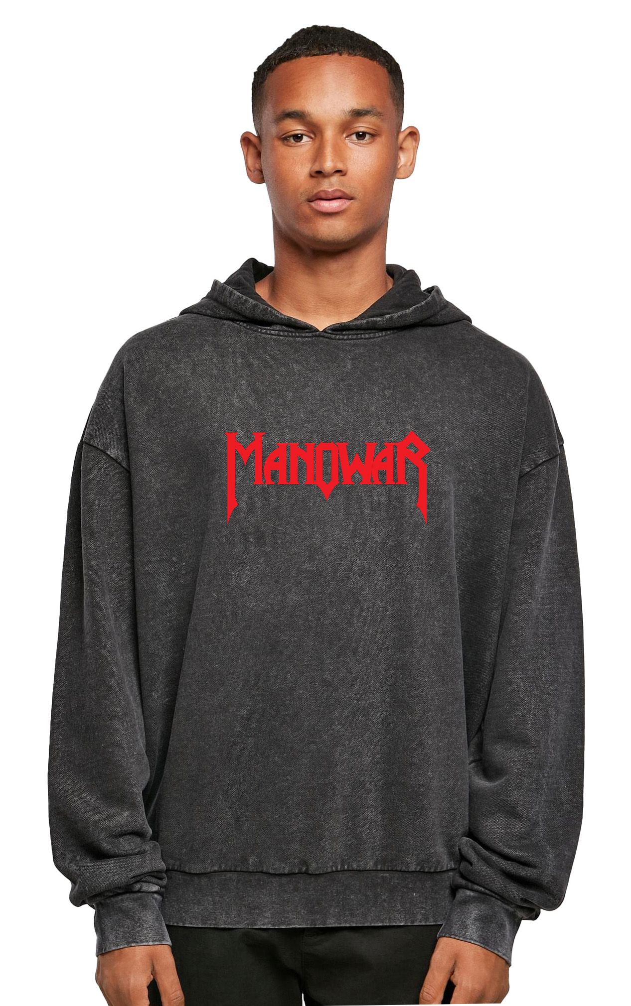 Oversized Premium Hoodie Manowar Rock Avenue Black ανδρικά Φούτερ Simple Wear