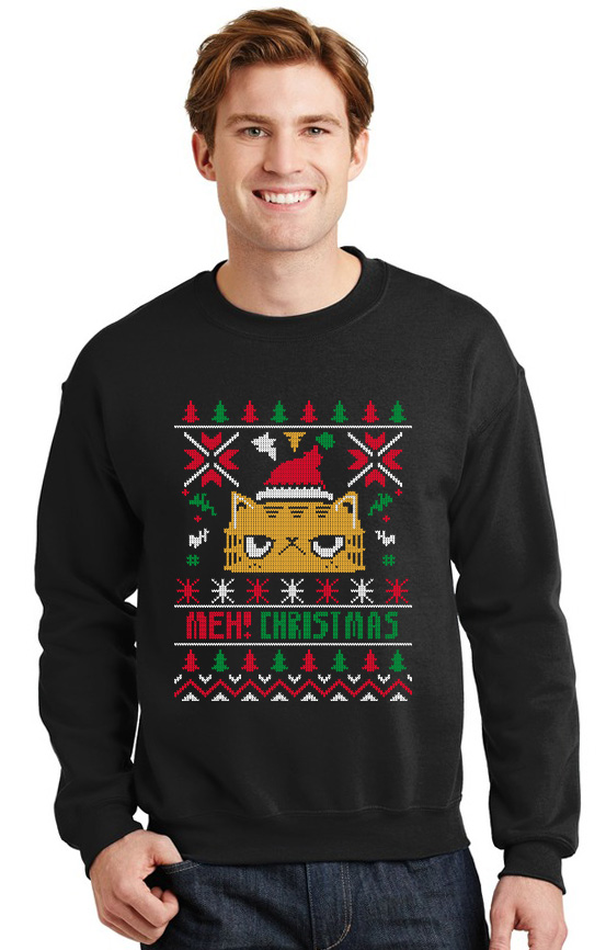 Χριστουγεννιάτικο Ugly Sweater Meh Christmas Pop Culture Black ανδρικά Φούτερ Simple Wear