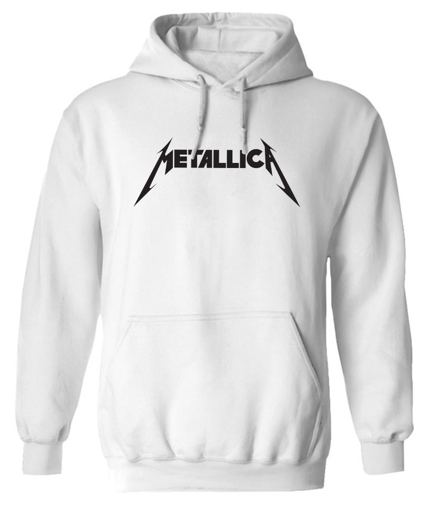 Hoodie Metallica Logo Art Rock Avenue White