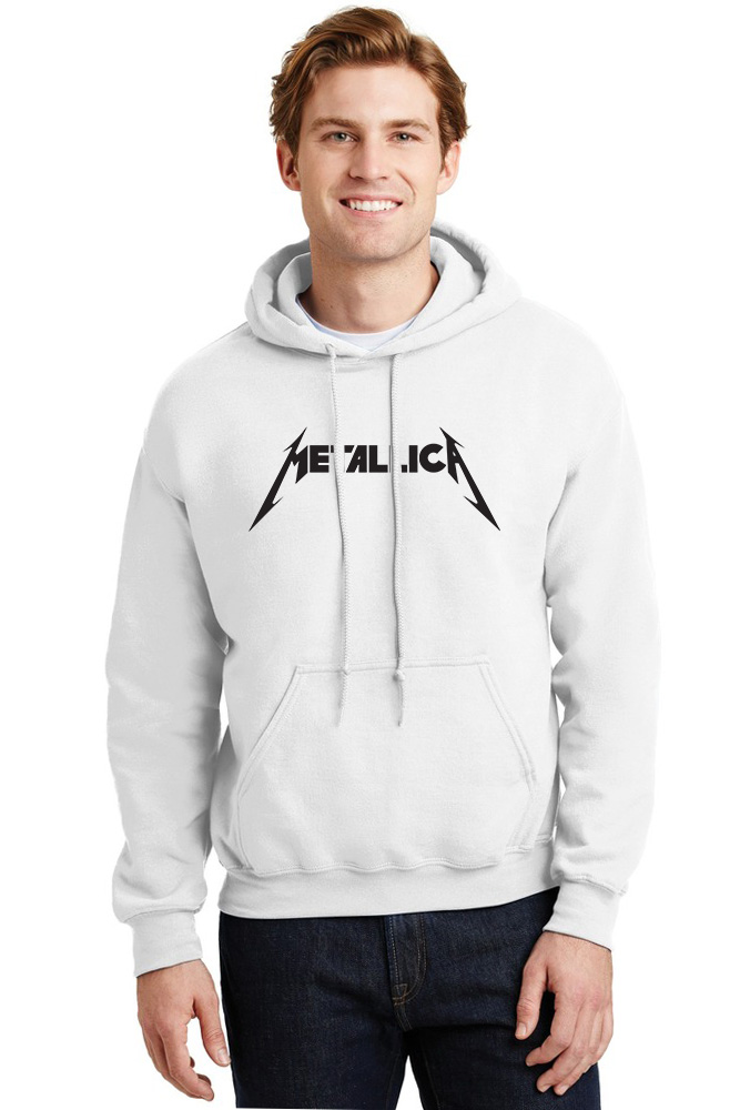 Hoodie Metallica Logo Art Rock Avenue White ανδρικά Φούτερ Simple Wear