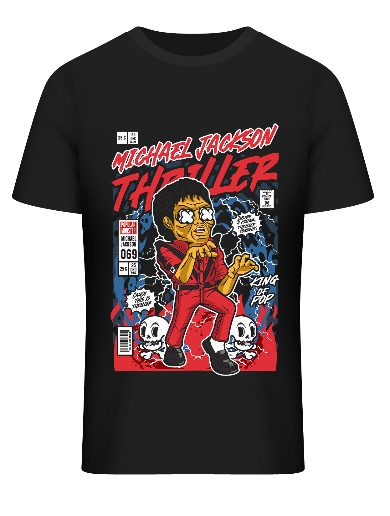 T-Shirt Michael Jackson Thriller Pop Culture Black