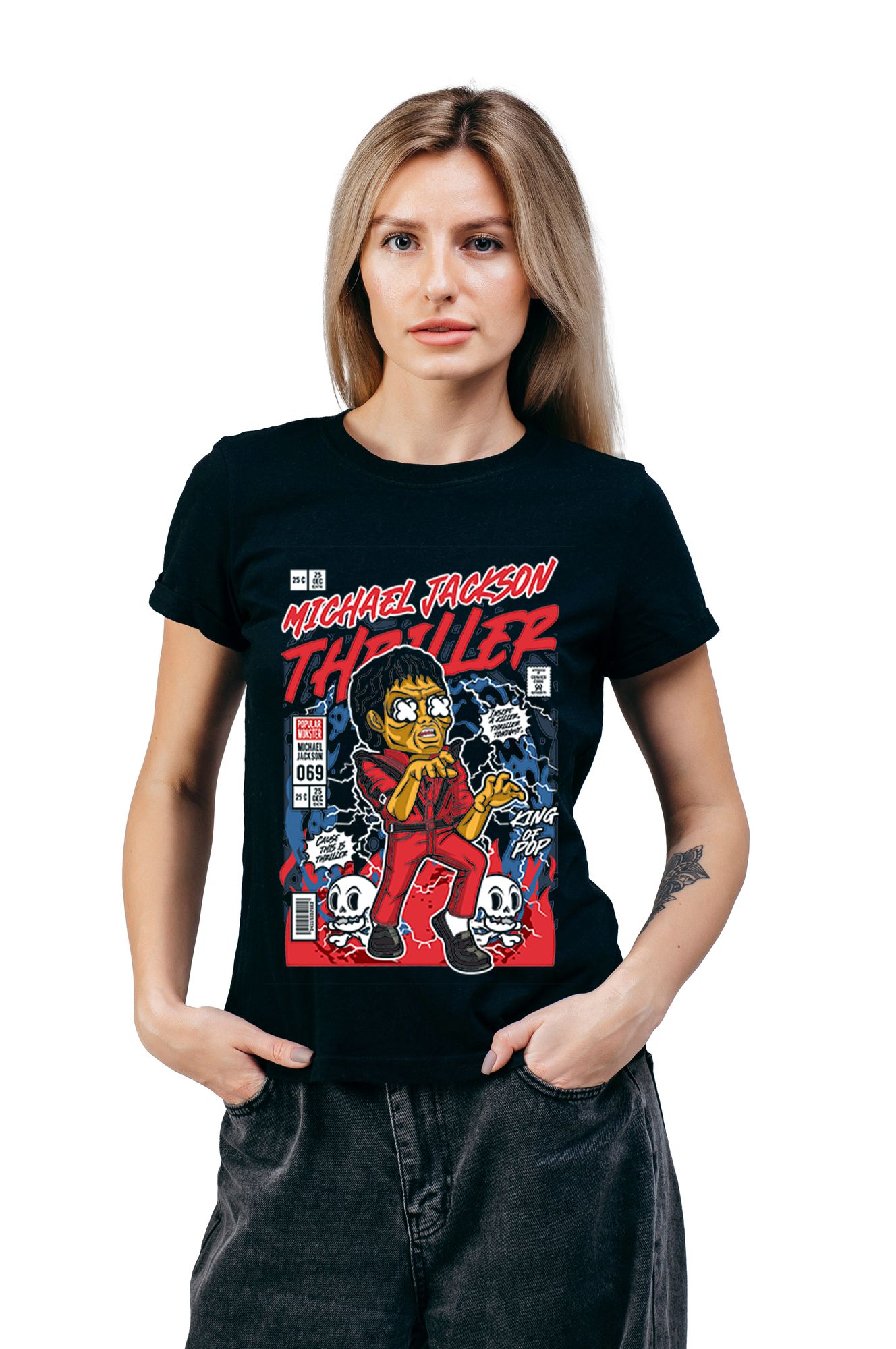 T-Shirt Michael Jackson Thriller Pop Culture Black ανδρικά Basic T-Shirts Simple Wear Μπλουζάκια κοντομάνικα