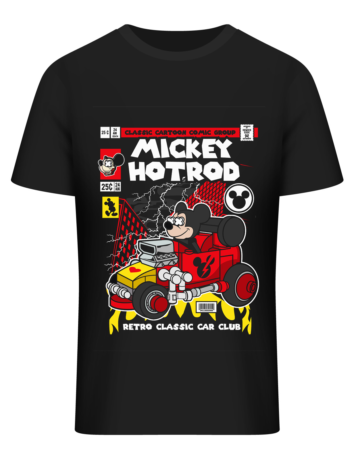 T-Shirt Mickey Hot Rod Pop Culture Black