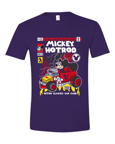 T-Shirt Mickey Hot Rod Pop Culture Purple