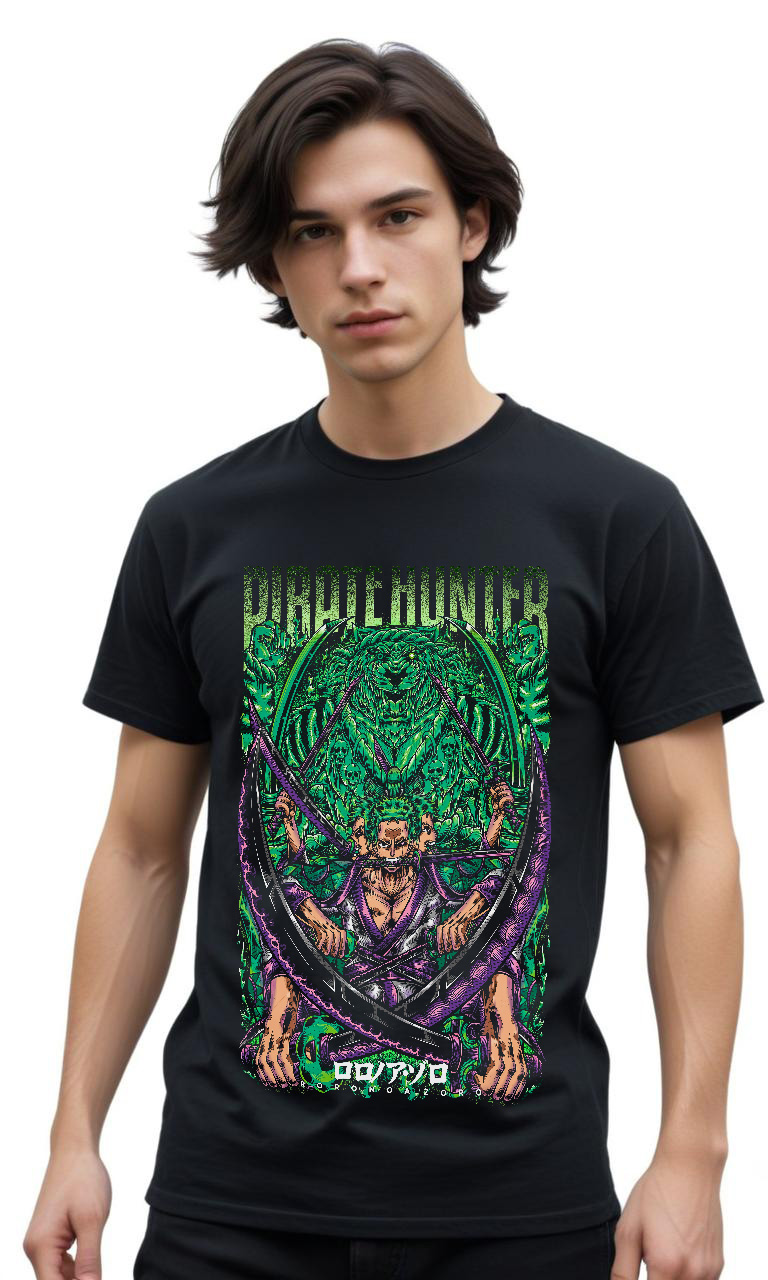 T-Shirt Pirate Hunter One Piece Pop Culture Black ανδρικά Basic T-Shirts Simple Wear Μπλουζάκια κοντομάνικα