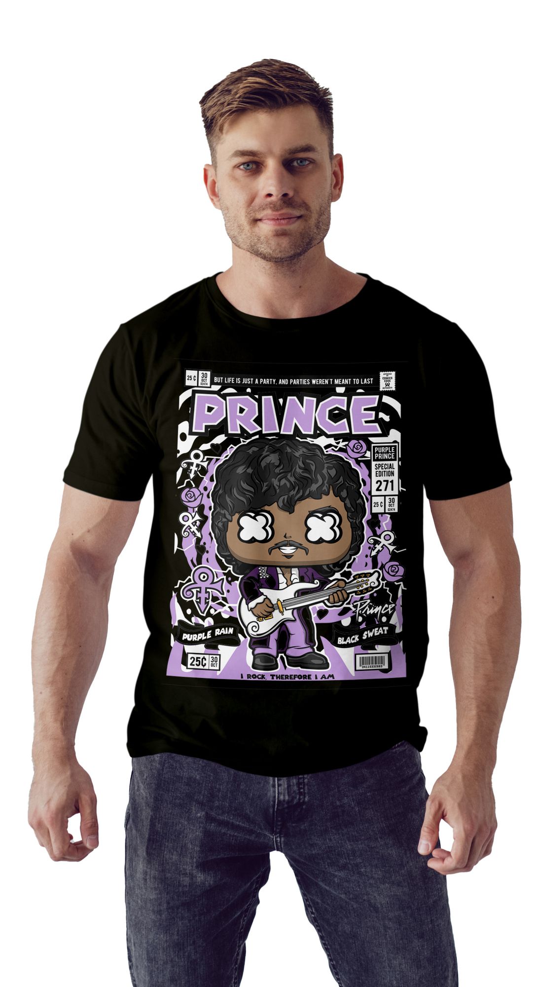 T-Shirt Prince Pop Culture Black ανδρικά Basic T-Shirts Simple Wear Μπλουζάκια κοντομάνικα