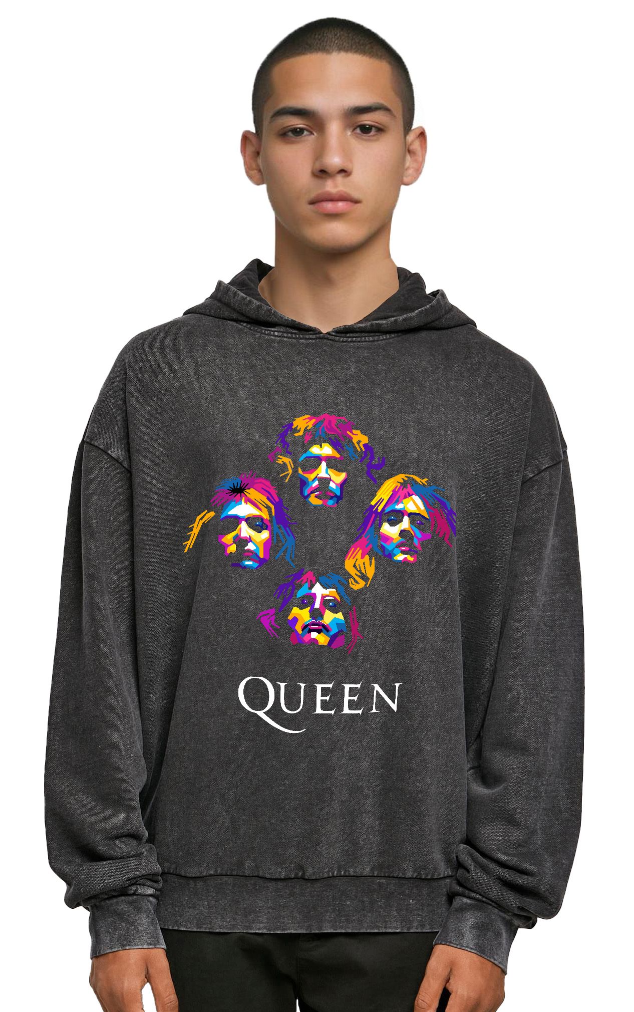 Oversized Premium Hoodie Queen Art3 Rock Avenue Black ανδρικά Φούτερ Simple Wear