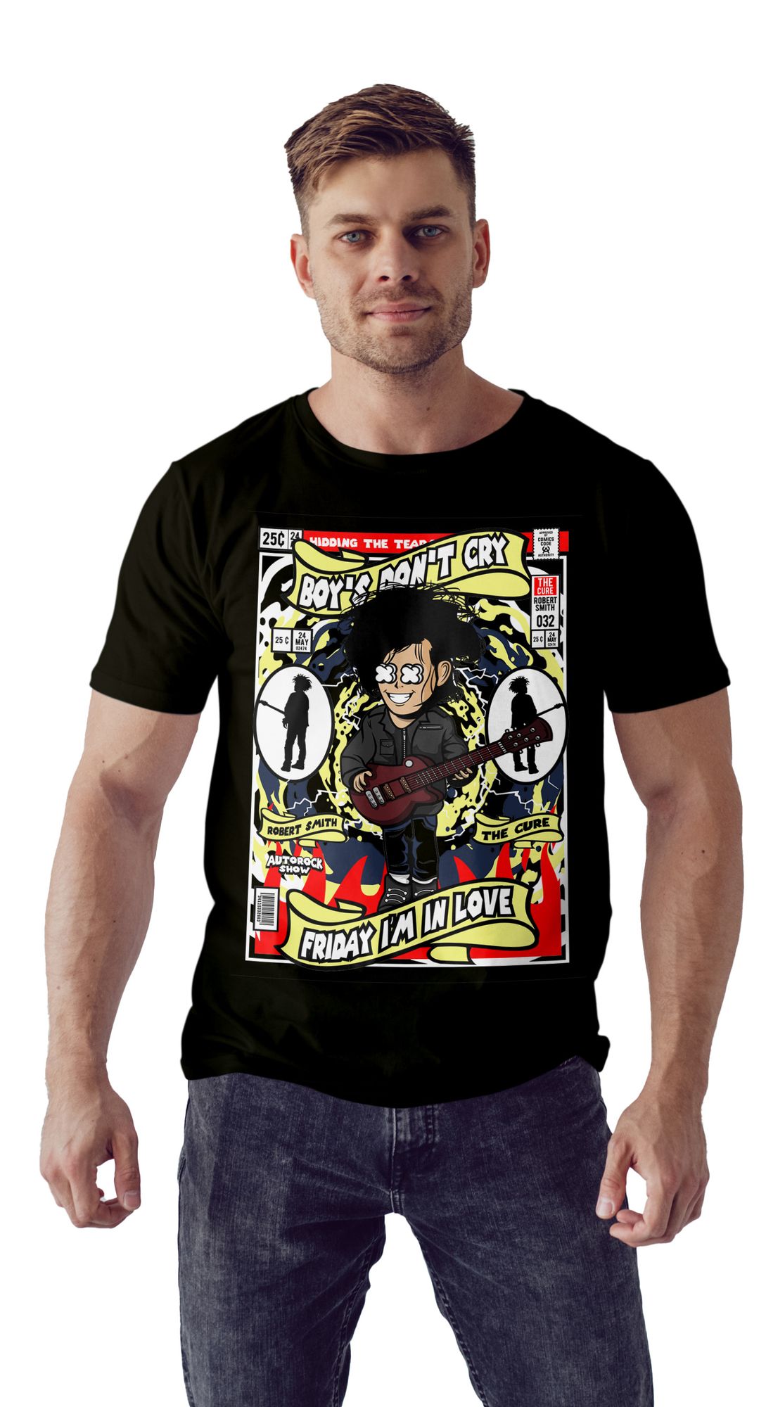 T-Shirt Robert Smith The Cure Pop Culture Black ανδρικά Basic T-Shirts Simple Wear Μπλουζάκια κοντομάνικα
