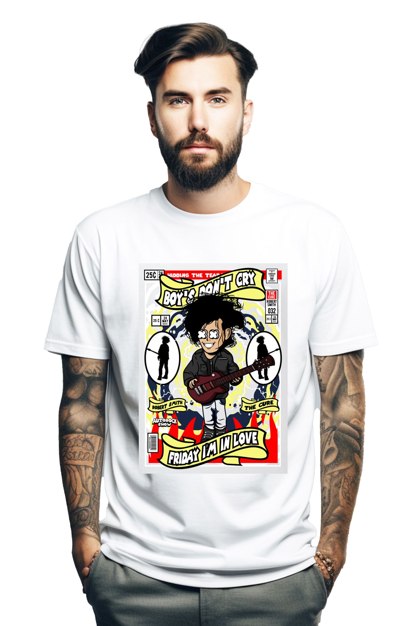 T-Shirt Robert Smith The Cure Pop Culture White ανδρικά Basic T-Shirts Simple Wear Μπλουζάκια κοντομάνικα