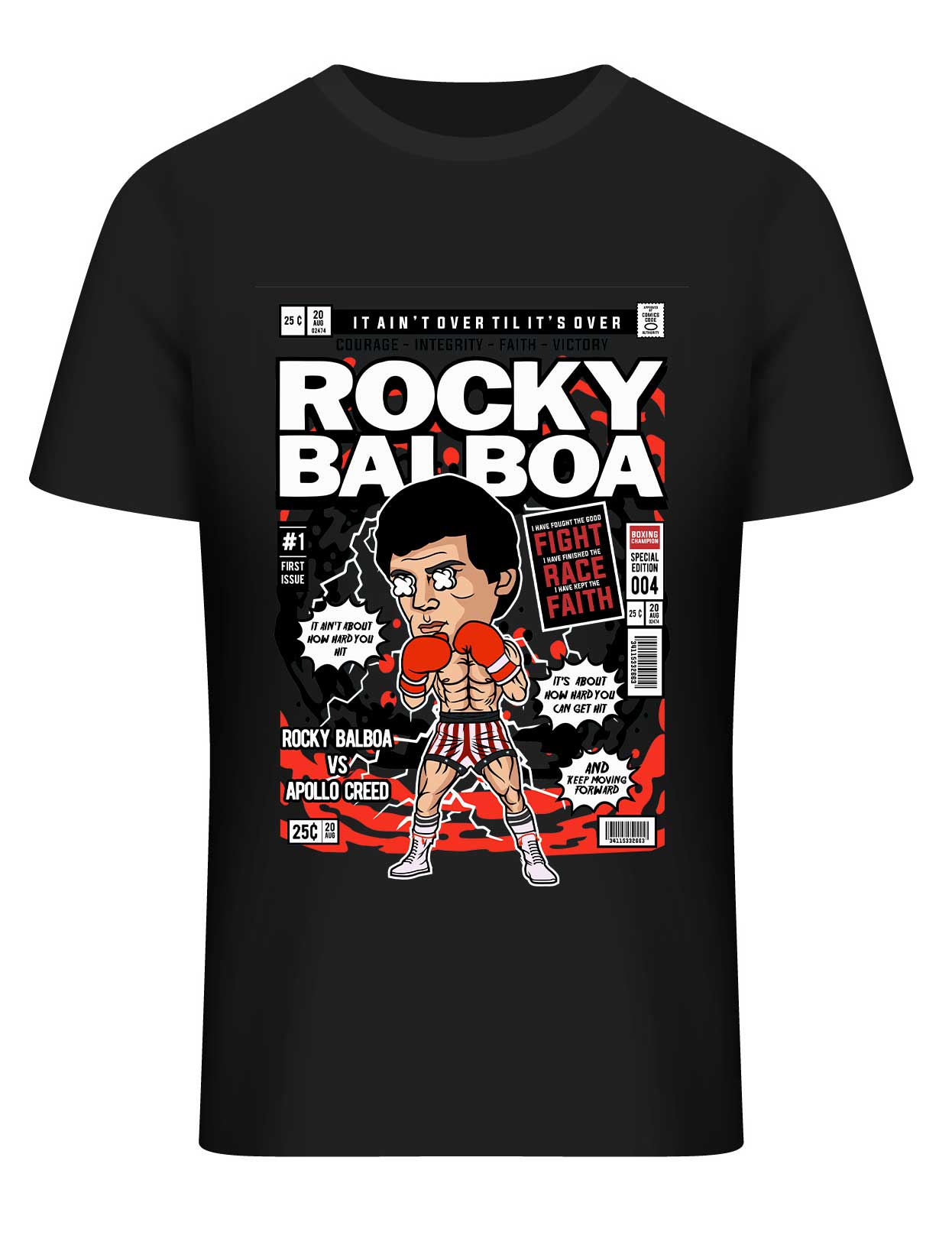 T-Shirt Rocky Balboa Pop Culture Black