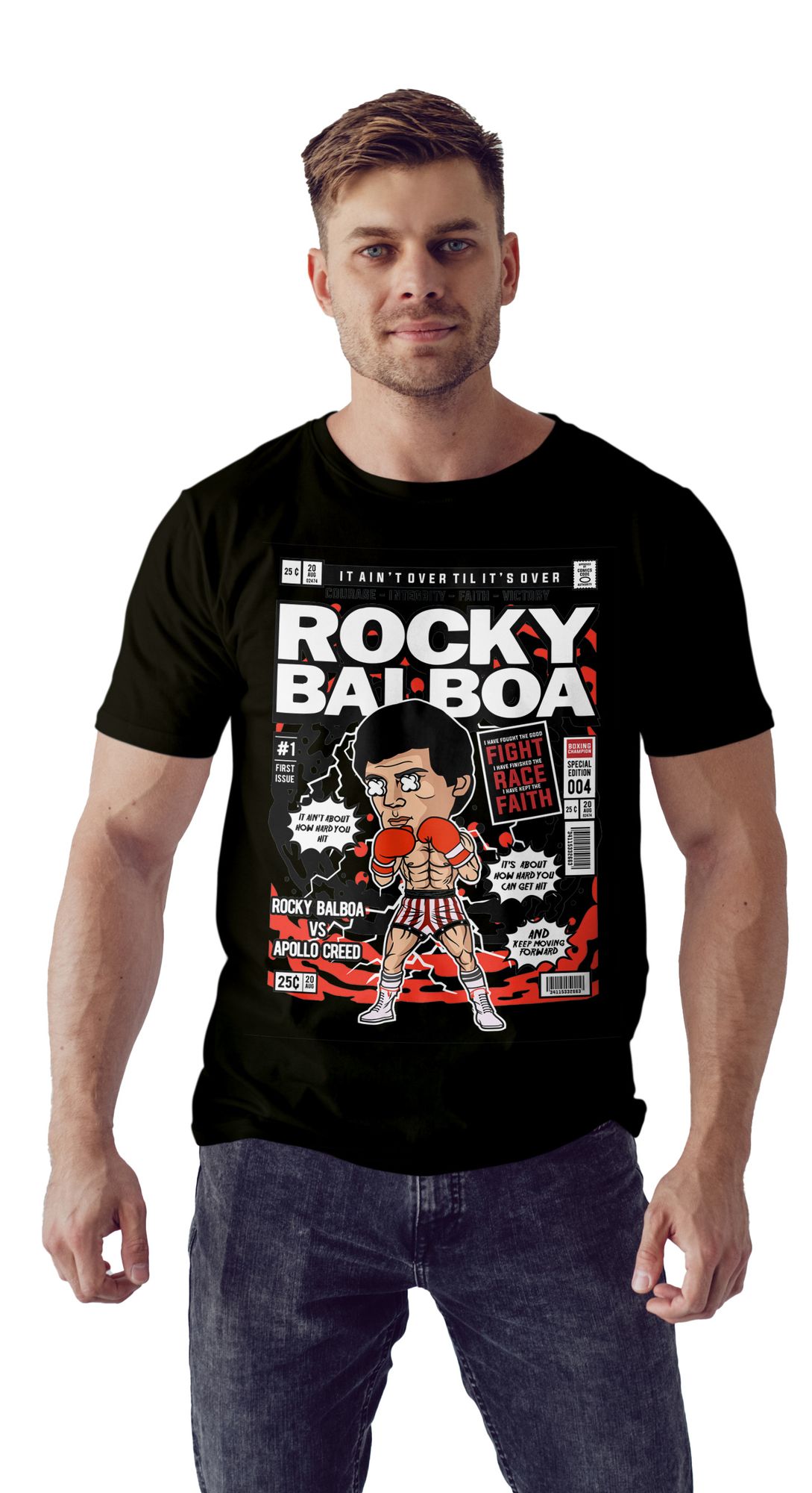 T-Shirt Rocky Balboa Pop Culture Black ανδρικά Basic T-Shirts Simple Wear Μπλουζάκια κοντομάνικα