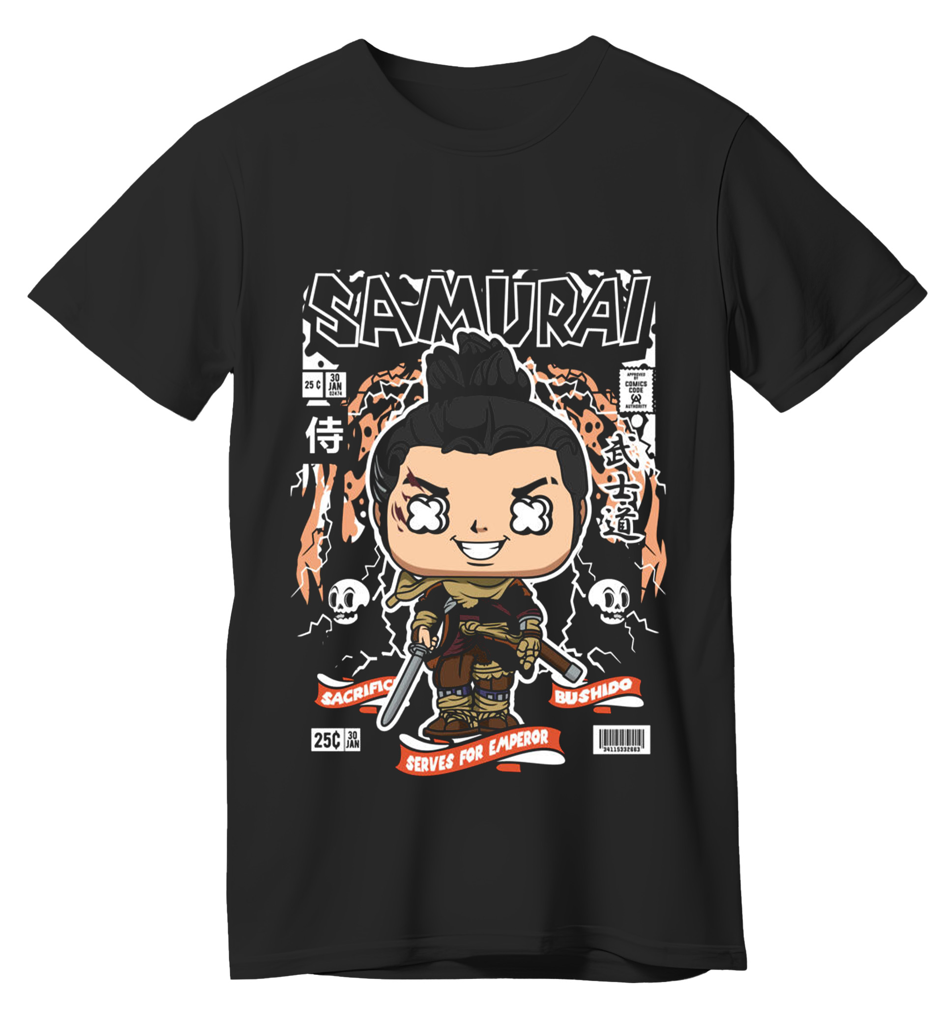 T-Shirt Samurai Pop Culture Black