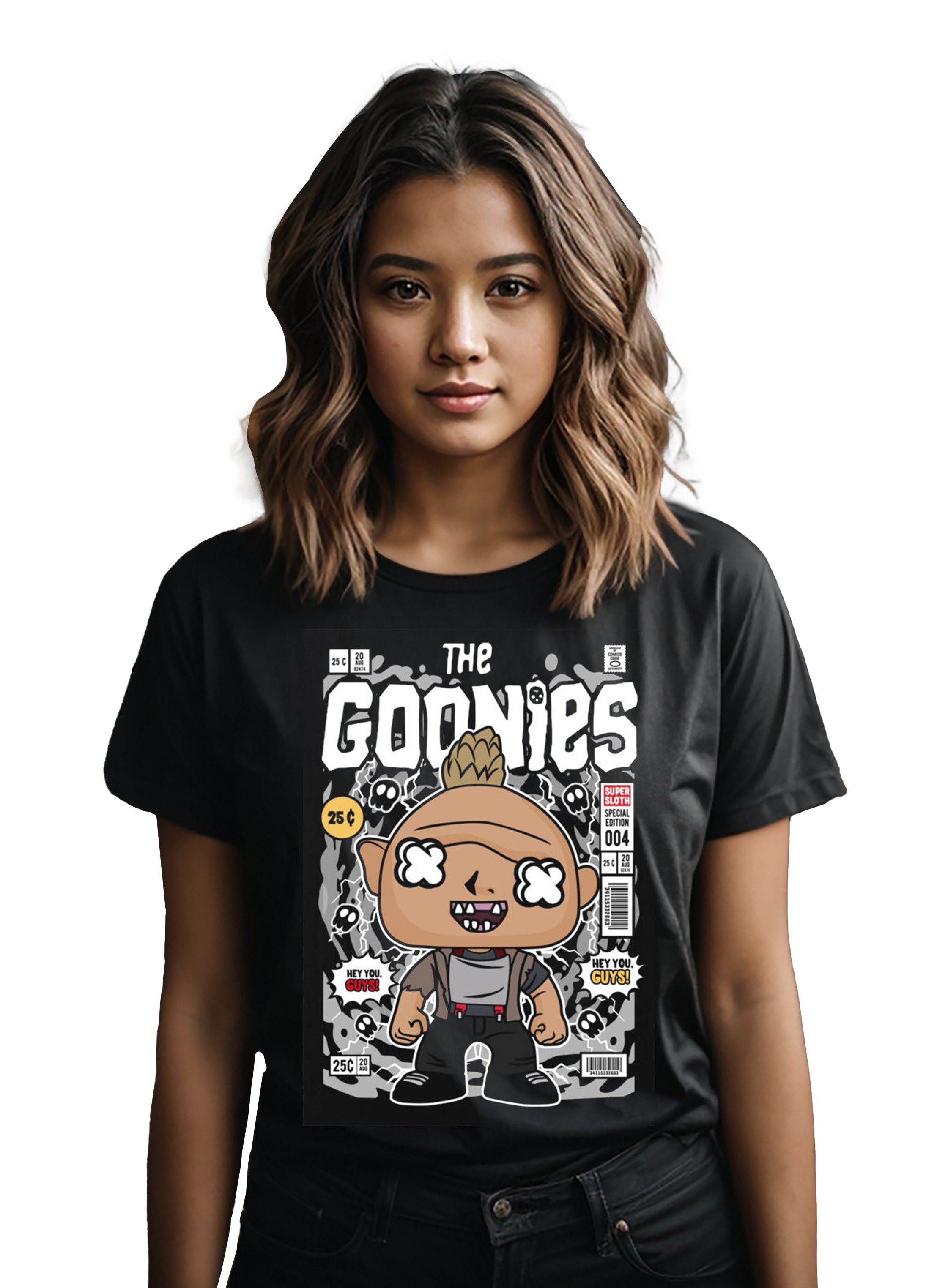 T-Shirt Sloth The Goonies Pop Culture Black ανδρικά Basic T-Shirts Simple Wear Μπλουζάκια κοντομάνικα