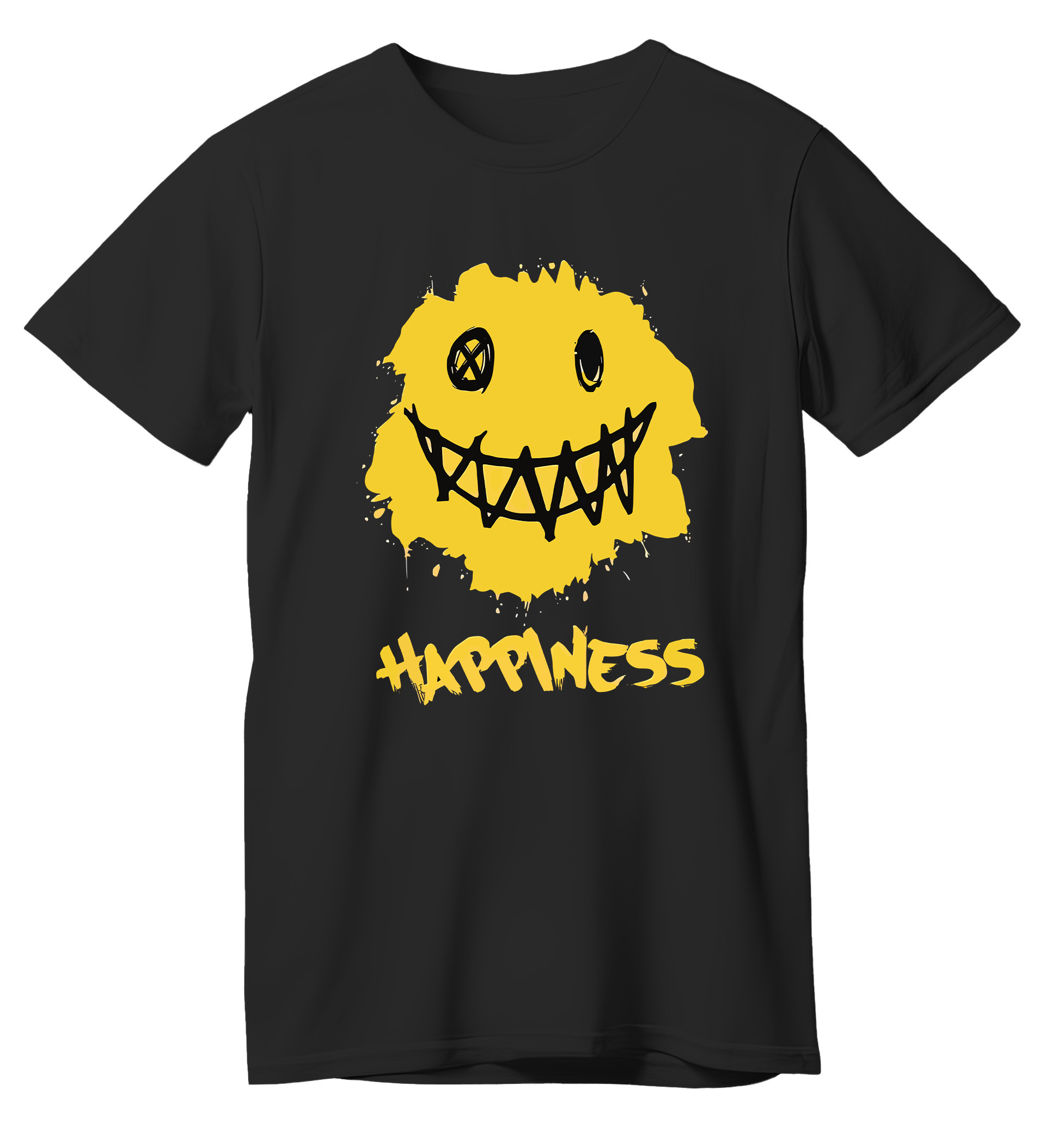 T-Shirt Smiley Face Pop Culture Black