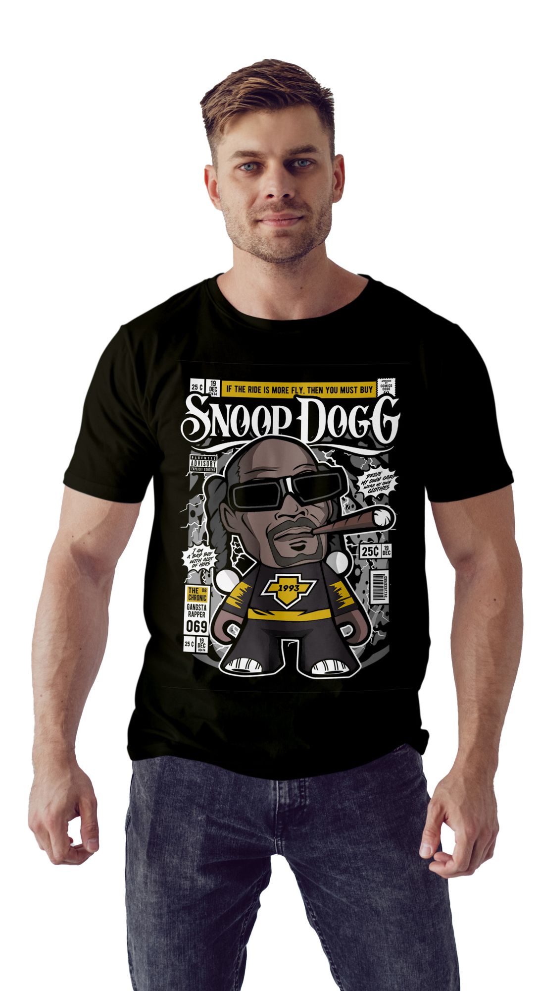 T-Shirt Snoop Dog Pop Culture Black ανδρικά Basic T-Shirts Simple Wear Μπλουζάκια κοντομάνικα