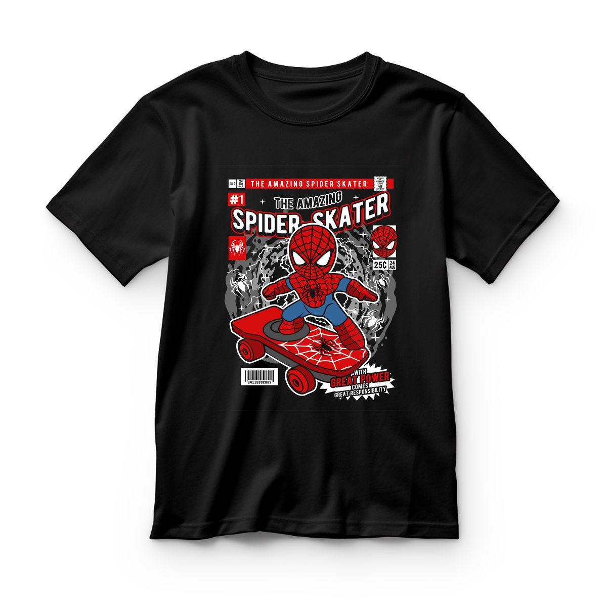 Παιδικό T-shirt Spiderman Skateboard Pop Culture Black