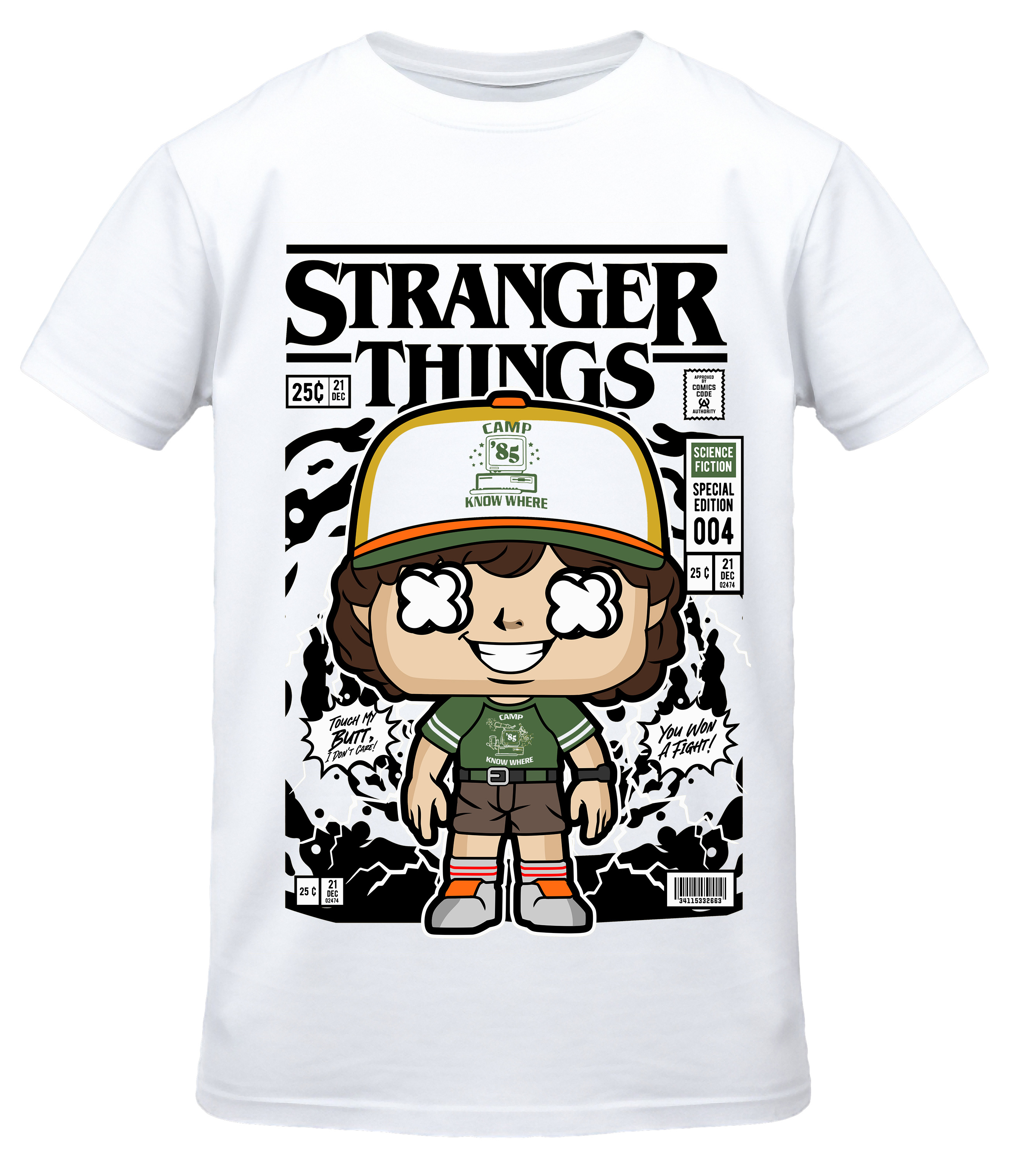 T-Shirt Stranger Things Dustin Pop Culture White