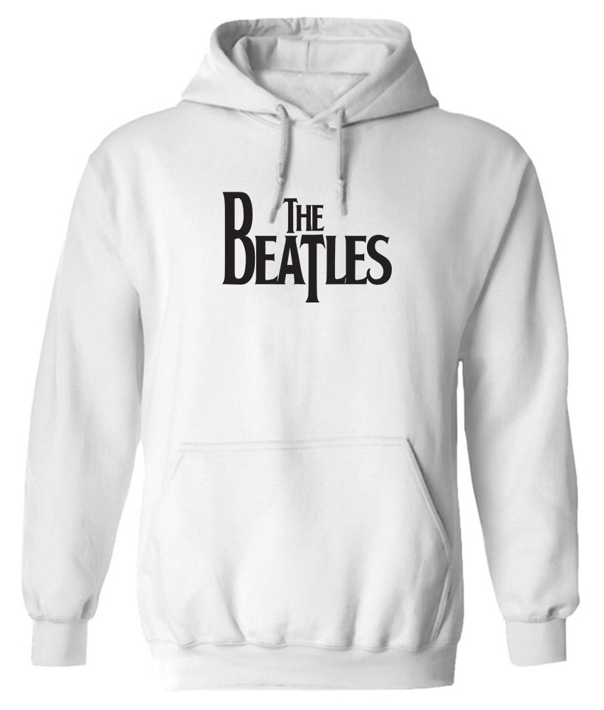 Hoodie The Beatles Logo Name Art Rock Avenue White