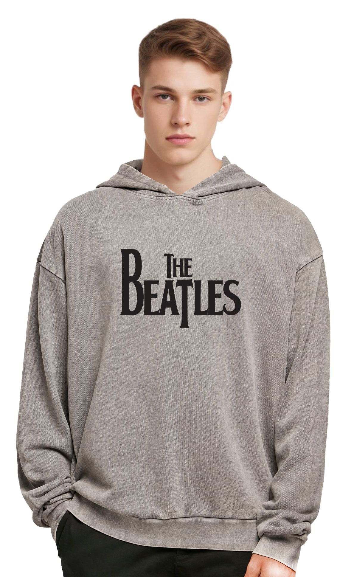 Oversized Premium Hoodie The Beatles Logo Name Art Rock Avenue Asphalt ανδρικά Φούτερ Simple Wear