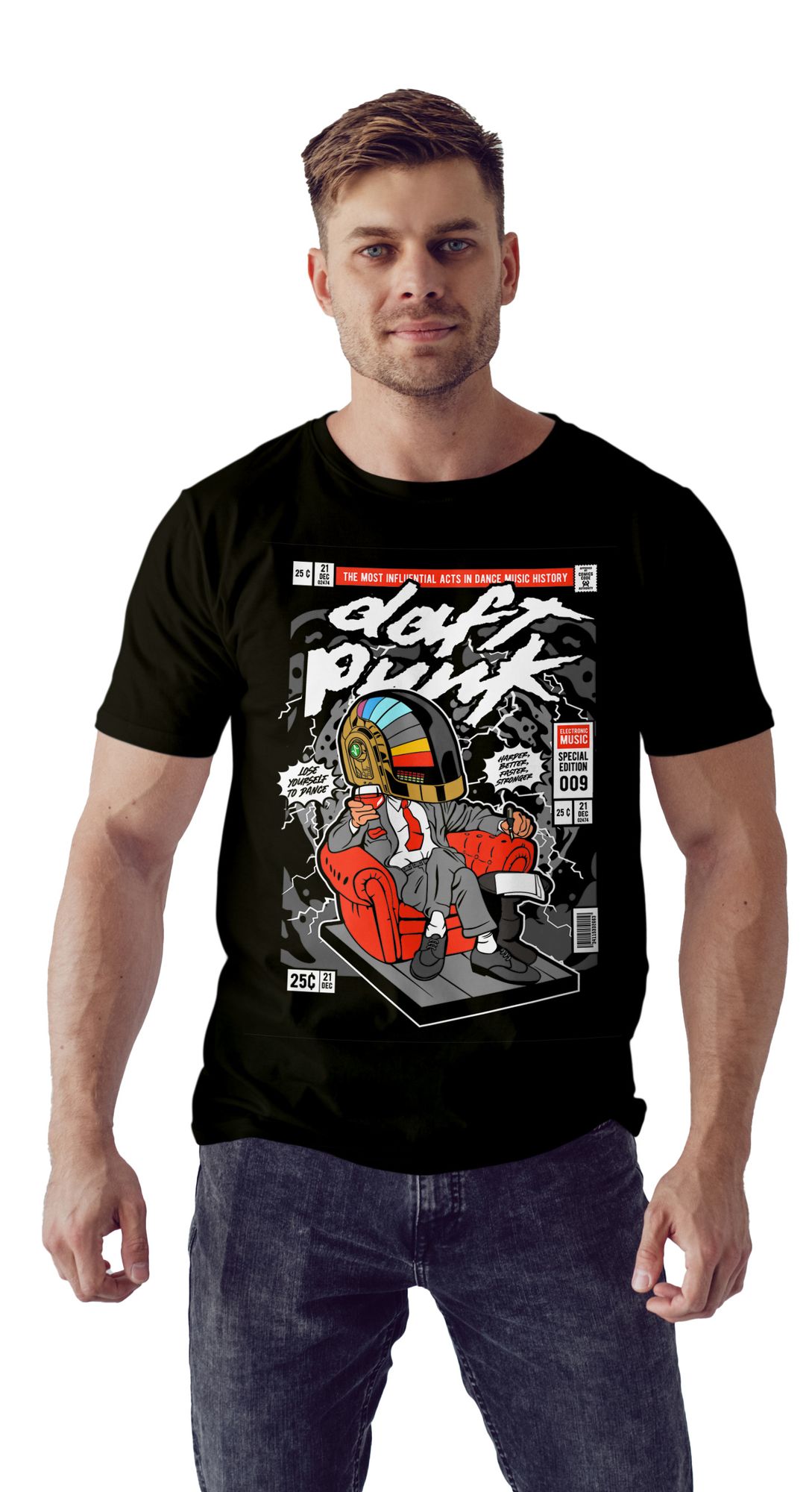 T-Shirt The Daft Punk Boss Pop Culture Black ανδρικά Basic T-Shirts Simple Wear Μπλουζάκια κοντομάνικα