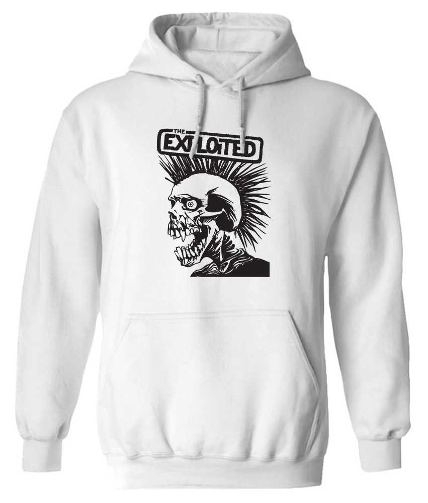Hoodie The Exploited B W Rock Avenue White