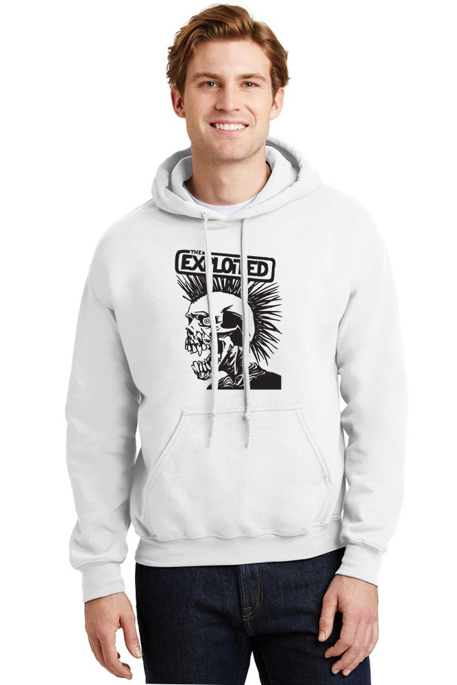 Hoodie The Exploited B W Rock Avenue White ανδρικά Φούτερ Simple Wear