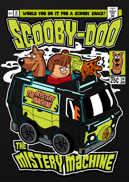 T-Shirt The Mistery Machine Pop Culture Black ανδρικά Basic T-Shirts Simple Wear Μπλουζάκια κοντομάνικα