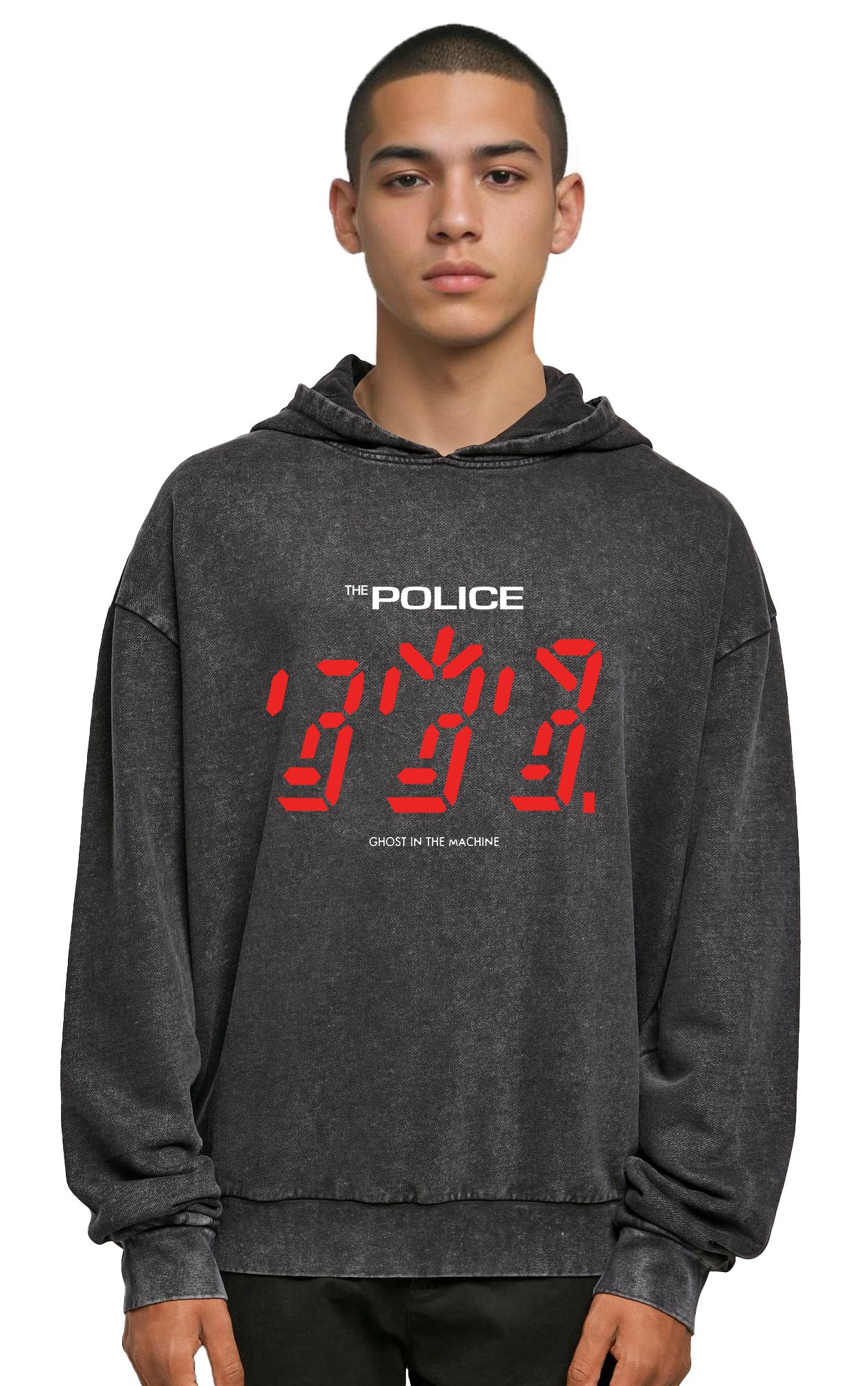 Oversized Premium Hoodie The Police Ghost In Machine Rock Avenue Black ανδρικά Φούτερ Simple Wear
