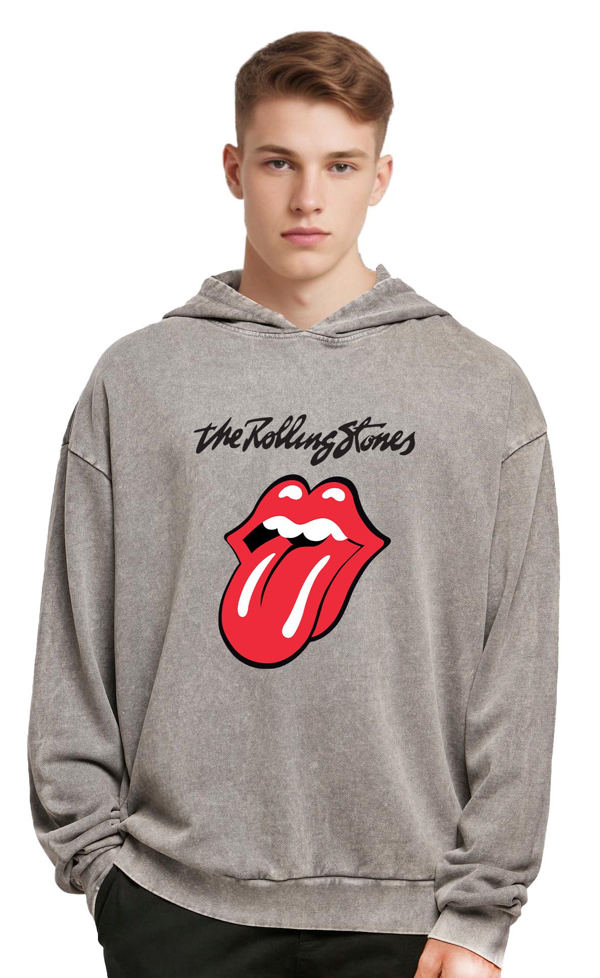 Oversized Premium Hoodie The Rolling Stones Rock Avenue Asphalt ανδρικά Φούτερ Simple Wear