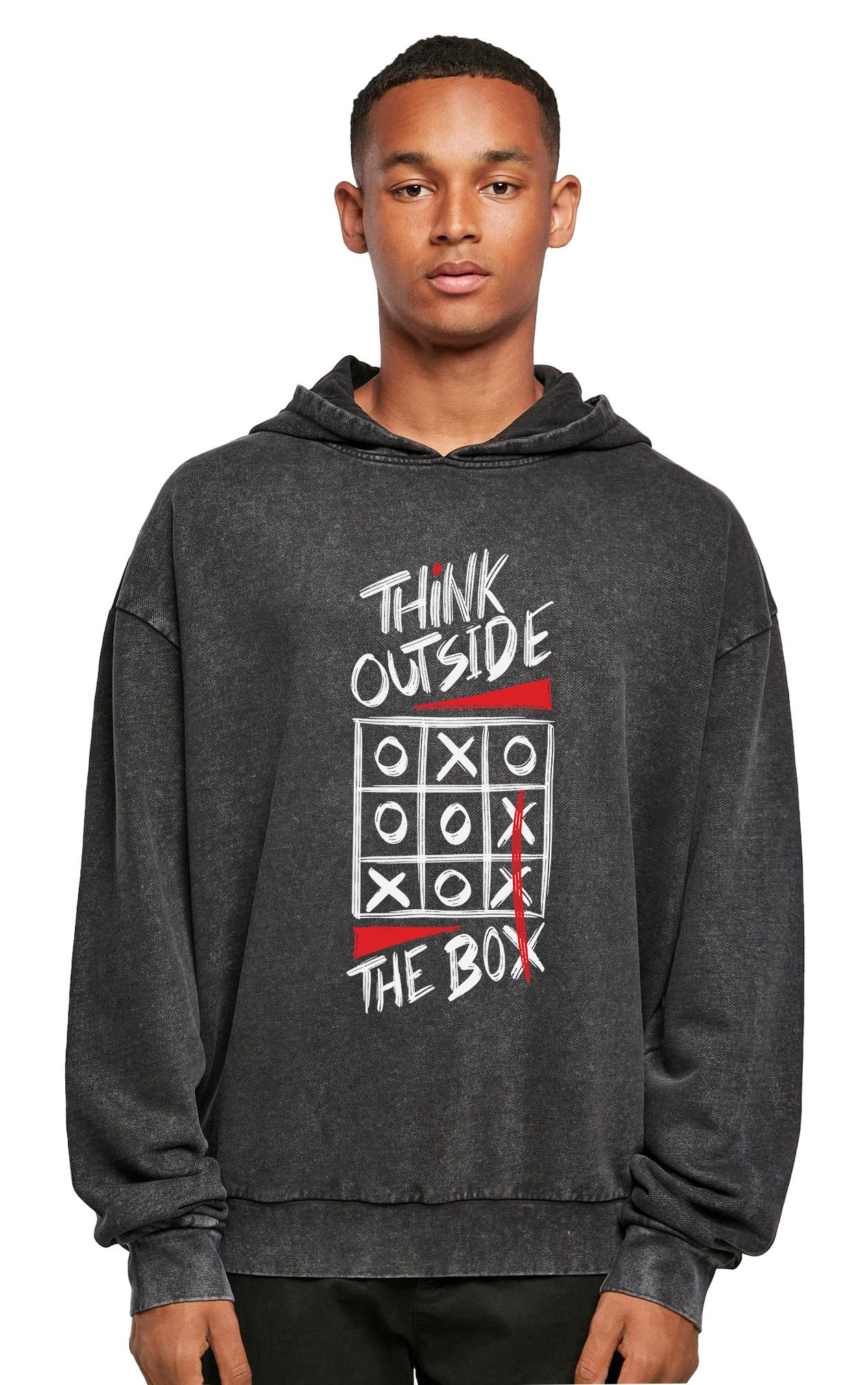 Oversized Premium Hoodie Think Outside The Box Black Pop Culture ανδρικά Φούτερ Simple Wear