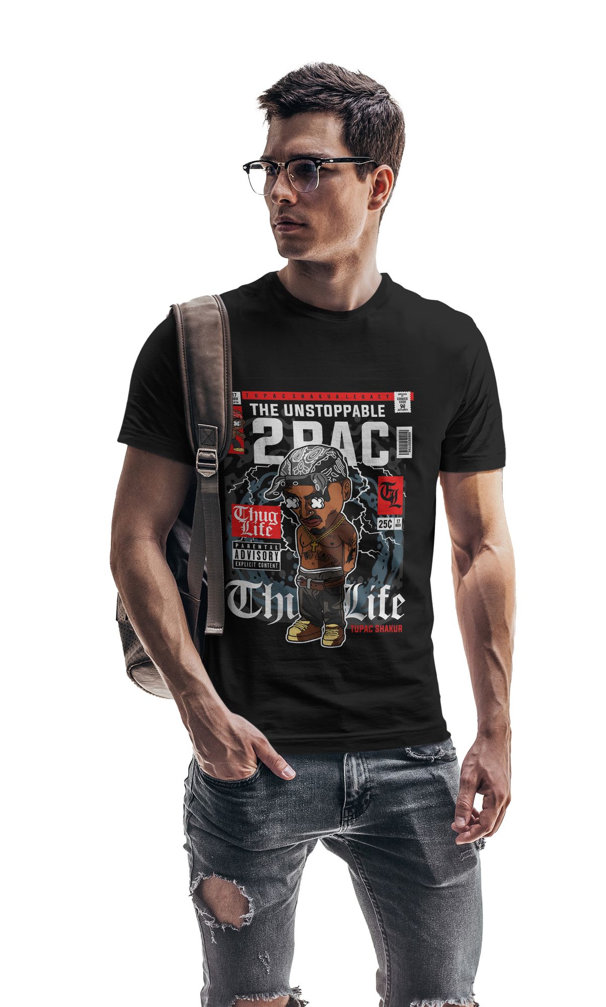 T-Shirt Tupac Pop Culture Black ανδρικά Basic T-Shirts Simple Wear Μπλουζάκια κοντομάνικα