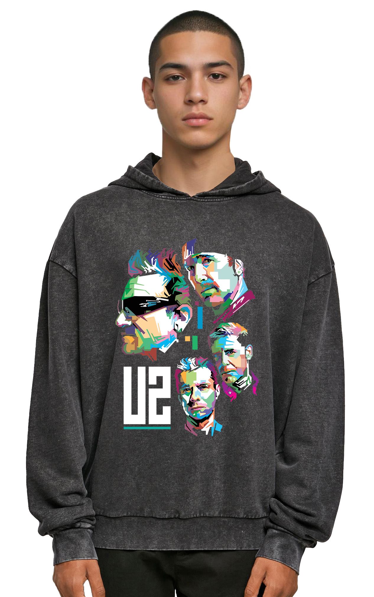Oversized Premium Hoodie U2 Art1 Rock Avenue Black ανδρικά Φούτερ Simple Wear