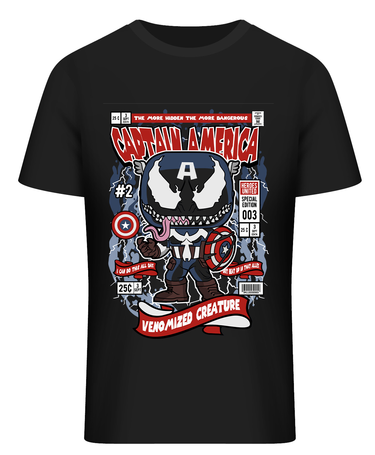 T-Shirt Venom Captain America Pop Culture Black