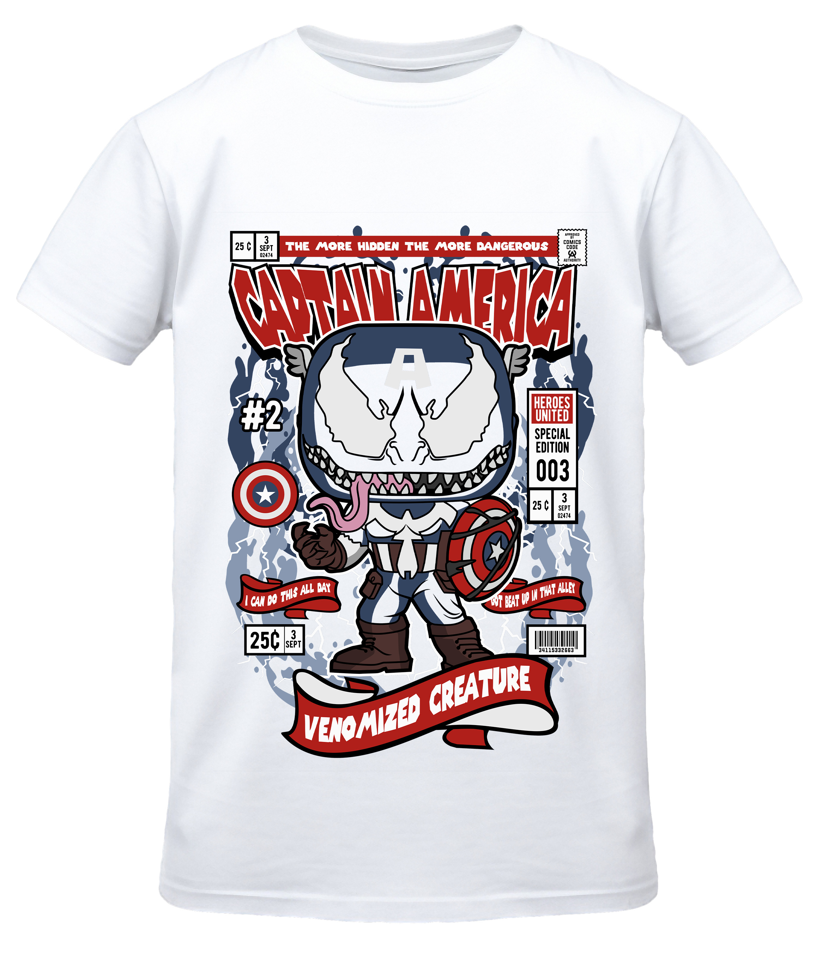 T-Shirt Venom Captain America Pop Culture White