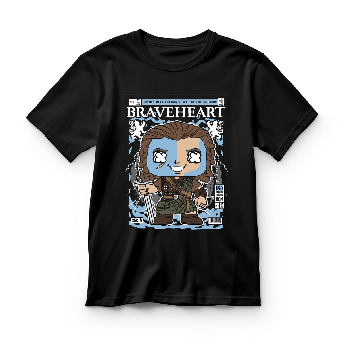 Παιδικό T-shirt William Walace Brave Heart Pop Culture Black