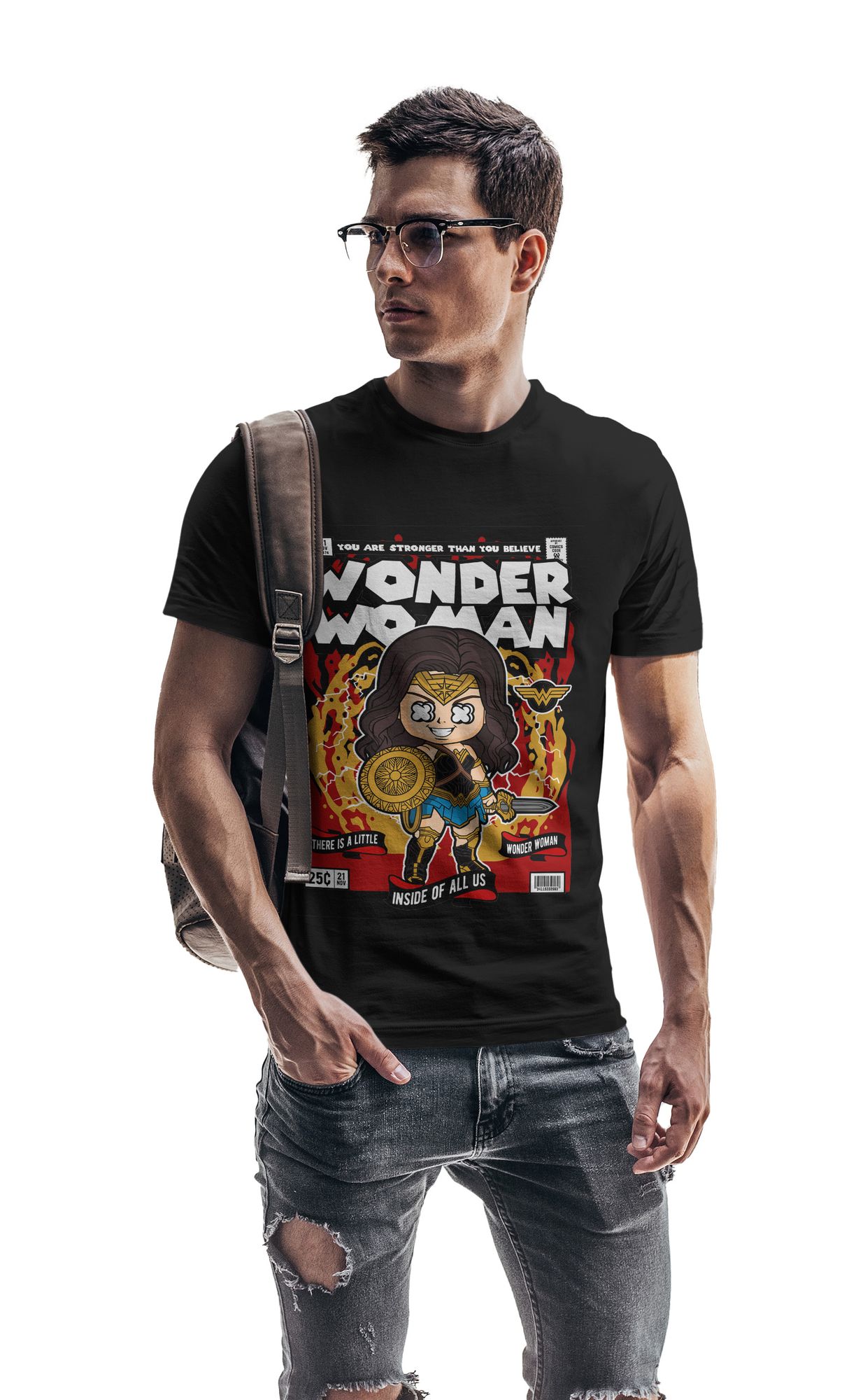 T-Shirt Wonder Woman Pop Culture Black ανδρικά Basic T-Shirts Simple Wear Μπλουζάκια κοντομάνικα