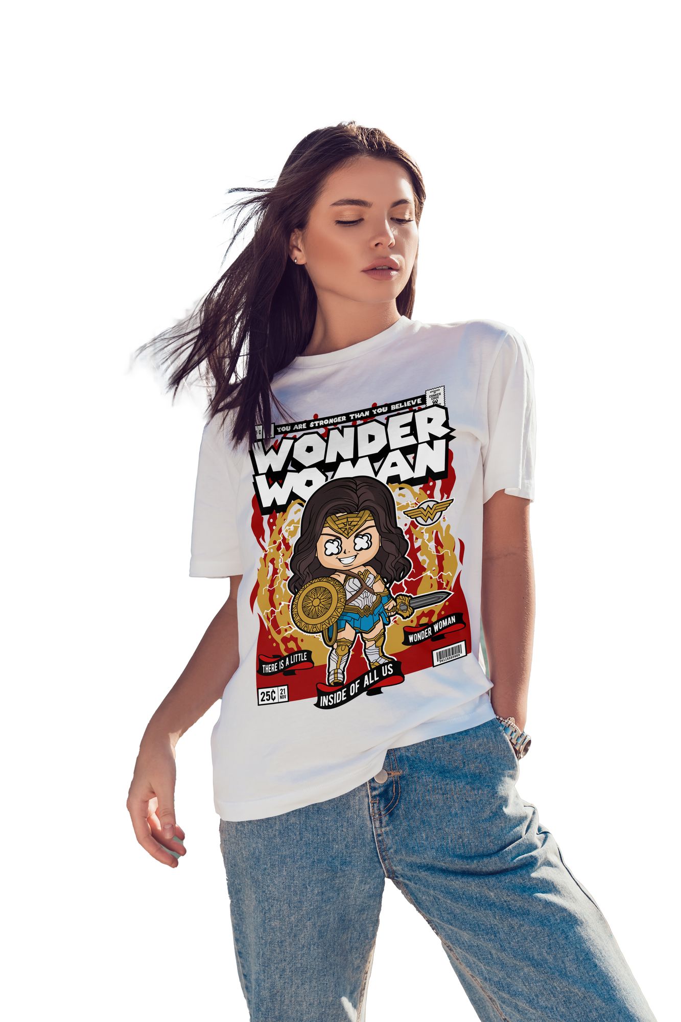 T-Shirt Wonder Woman Pop Culture White ανδρικά Basic T-Shirts Simple Wear Μπλουζάκια κοντομάνικα