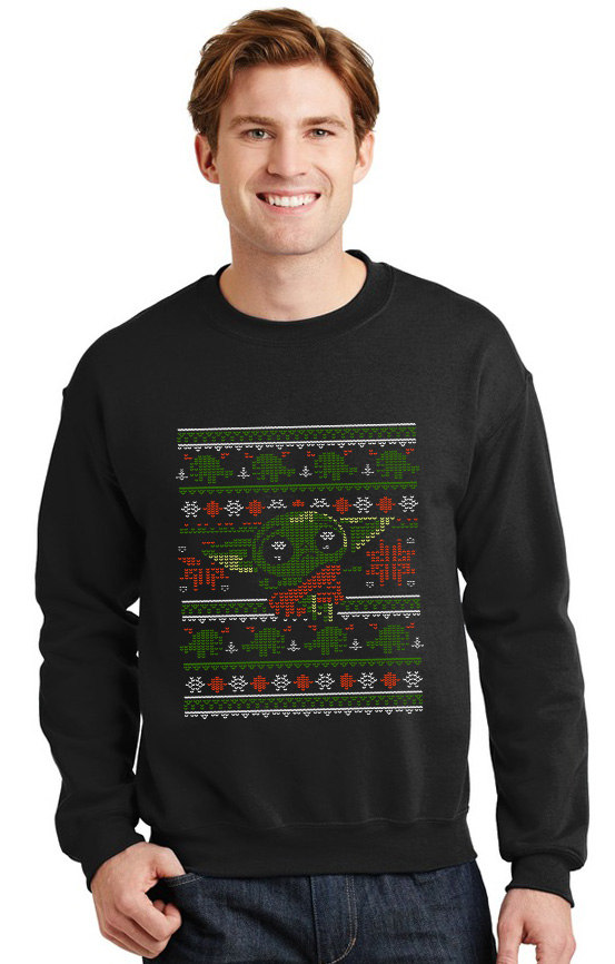 Χριστουγεννιάτικο Ugly Sweater Yoda1 Pop Culture Black ανδρικά Φούτερ Simple Wear