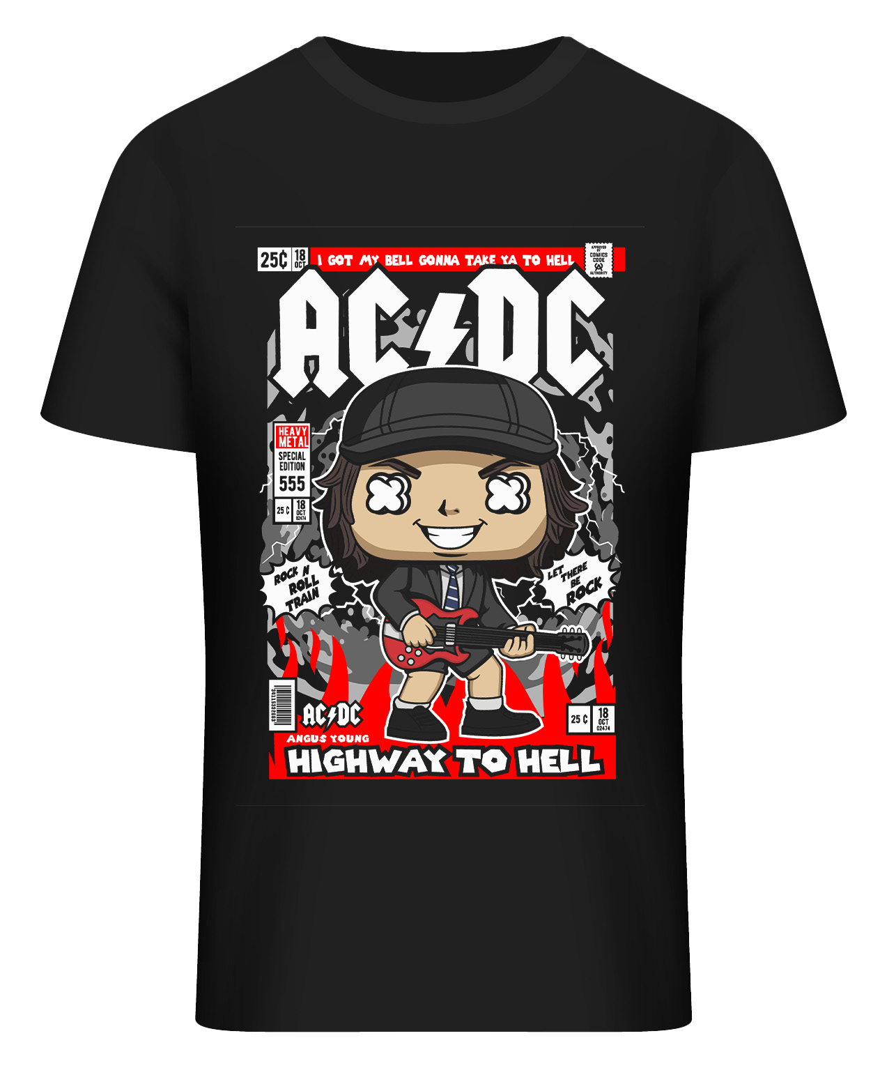 T-Shirt Angus Young ACDC Pop Culture Black