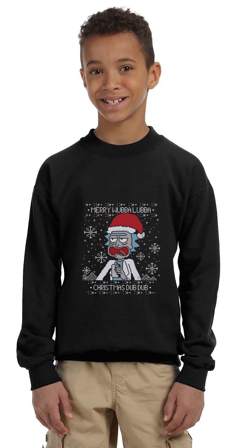 Παιδικό Χριστουγεννιάτικο Ugly Sweater Rick N Morty Pop Culture Black παιδικά Φούτερ Simple Wear