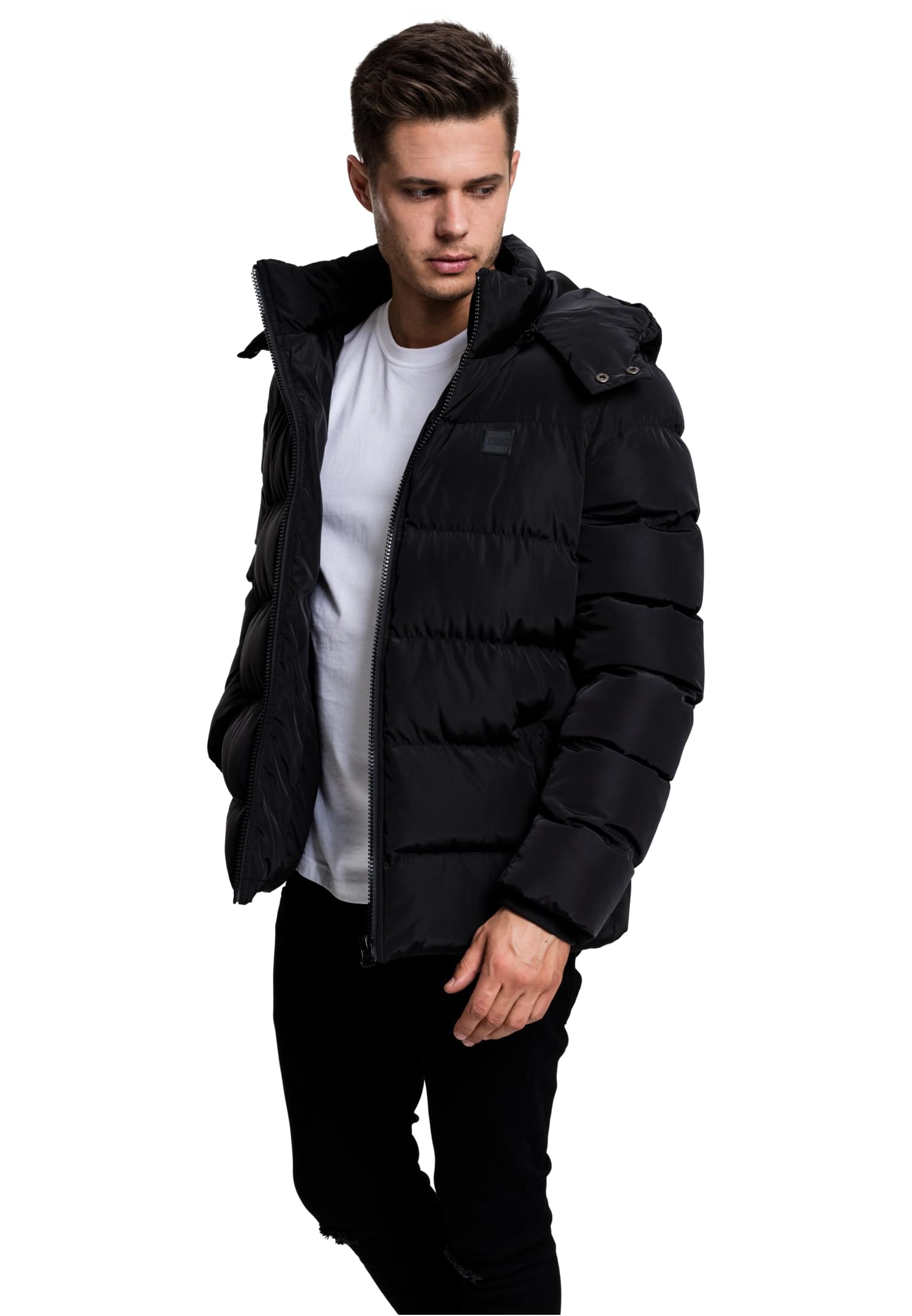 Μπουφάν Puffer με Κουκούλα TB1807-00007 Urban Classics Black Black
