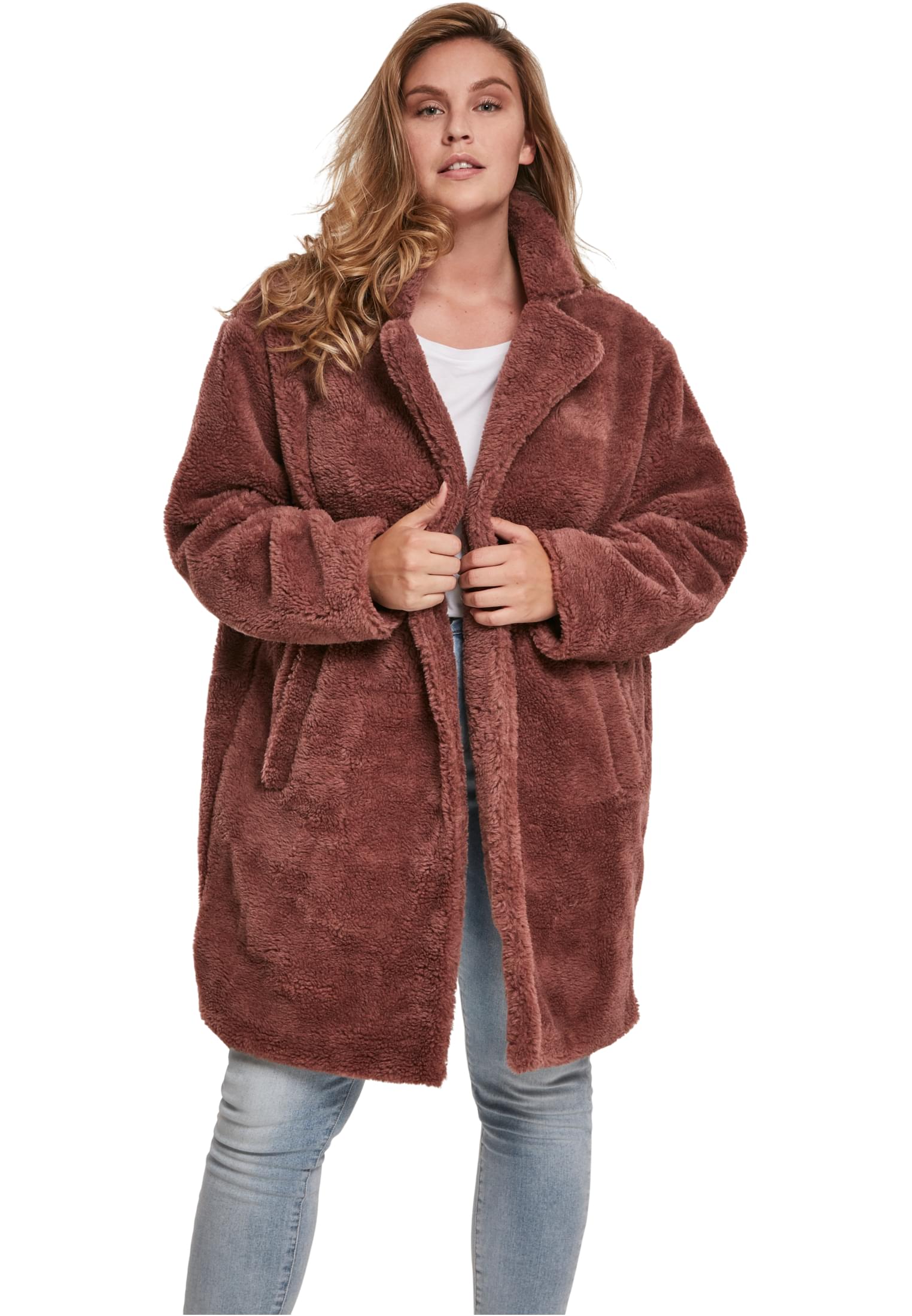 Μπουφάν Sherpa Oversized Urban Classics TB3058 Darkrose
