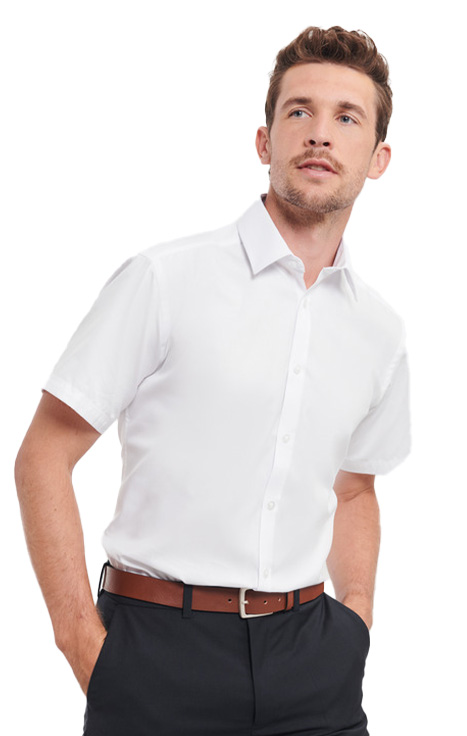 Κοντομάνικο Πουκάμισο R-963M-0 Russell Herringbone Shirt White