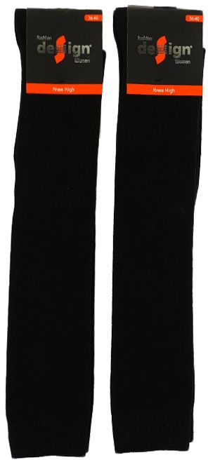 Γυναικείες βαμβακερές Κάλτσες Knee-High 2 ζευγάρια Design 6075 Μαύρο
