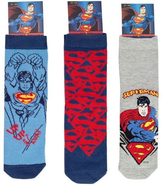 Παιδικές κάλτσες για αγόρι SUPERMAN Βαμβακερές 3 ζευγάρια Warner Bros 28276 Πολύχρωμο