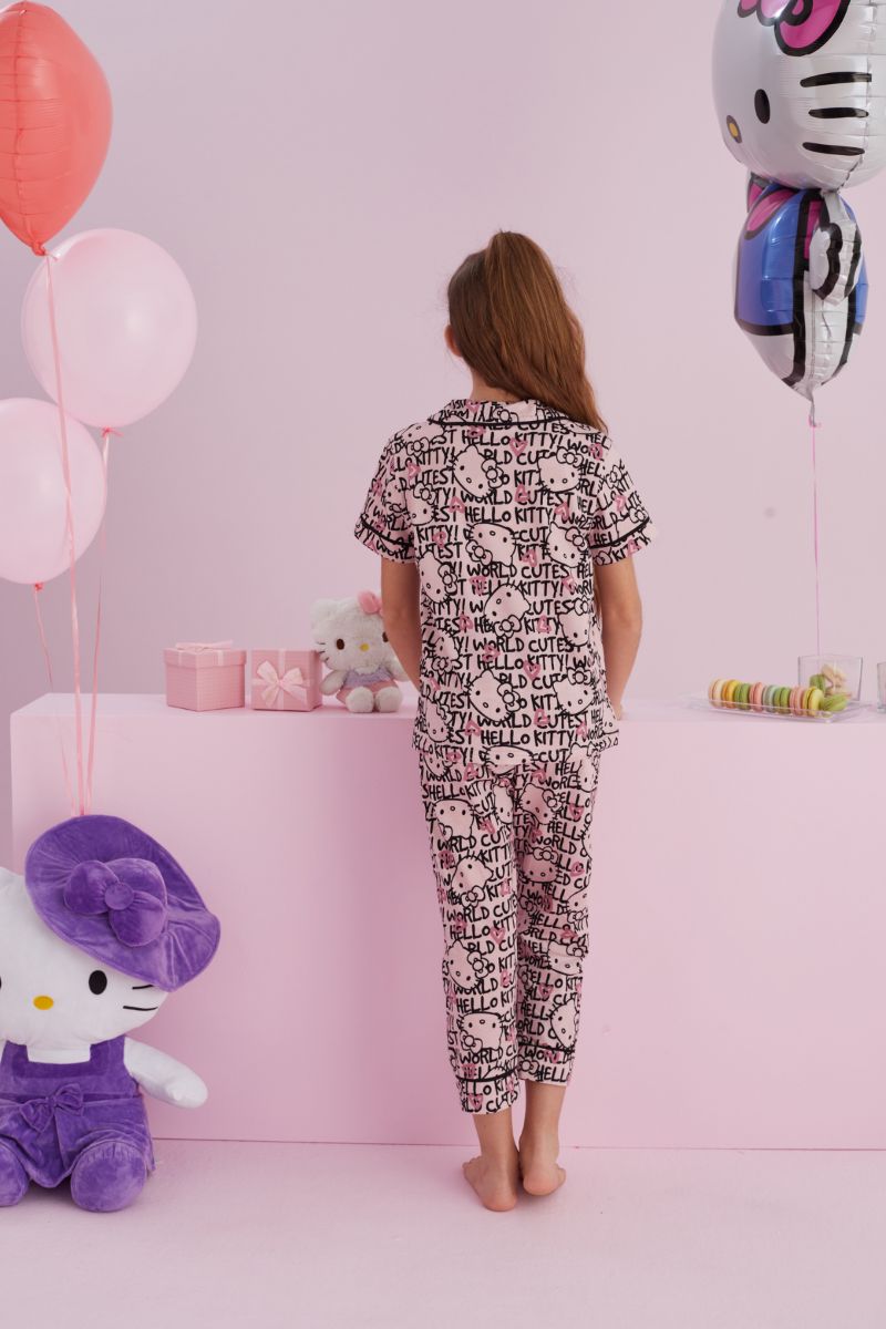 Παιδική Πιτζάμα Pinky Βαμβακερή Hello Kitty 49728 Απαλό Ροζ παιδικά Κορίτσι Πιτζάμες Simple Wear