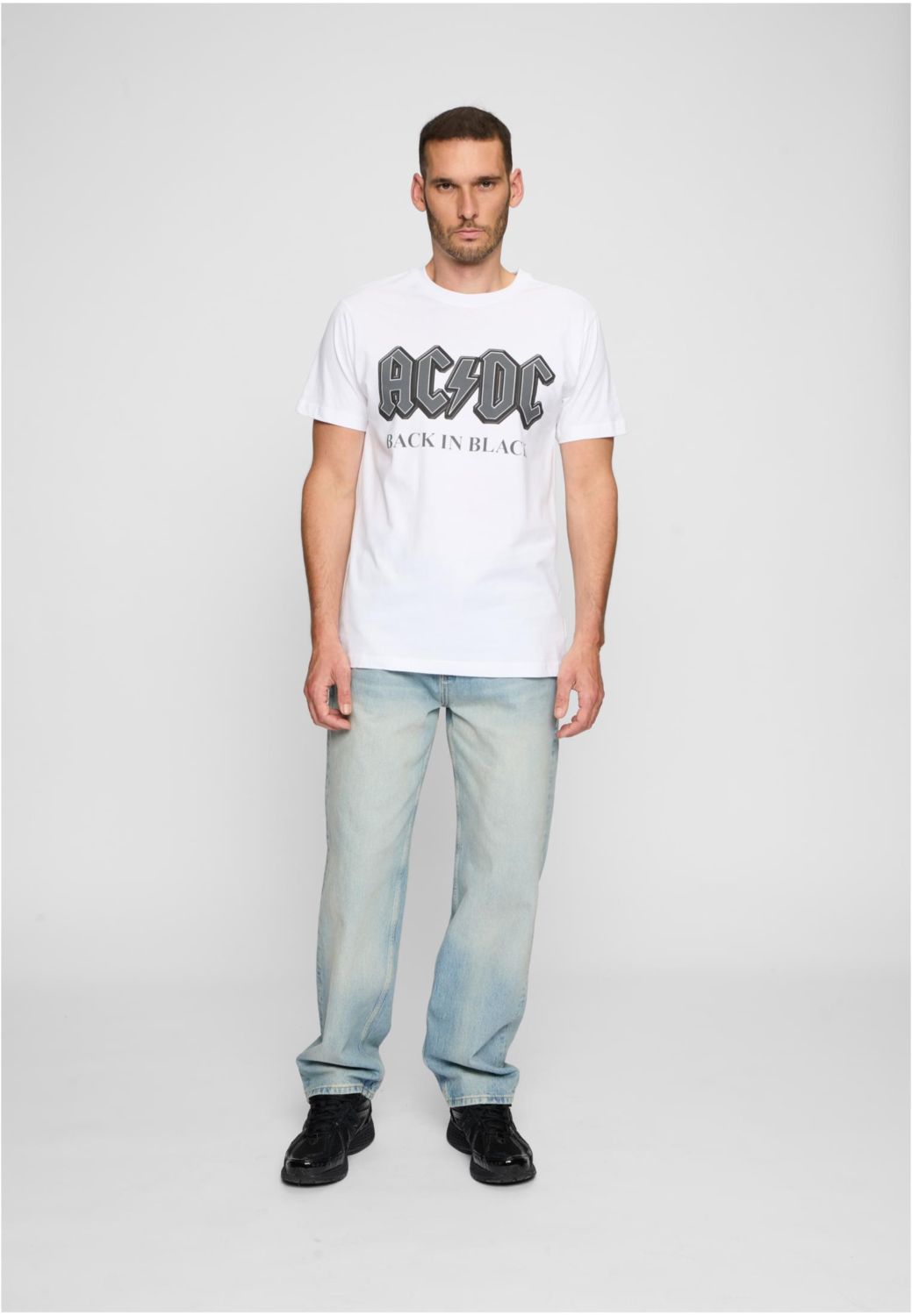 Acdc Back In Black Tee Merchcode Mc480-00220 White ανδρικά Basic T-Shirts Simple Wear Μπλουζάκια κοντομάνικα