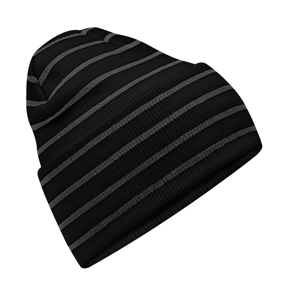 Σκούφος B39R Beechfield Striped Black/Graphite Grey