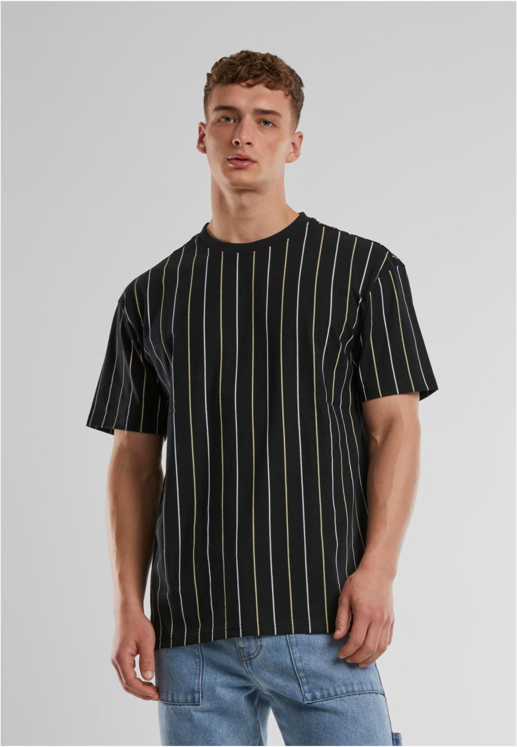 Ανδρικό T-Shirt Printed Pinstripe TB7311 Urban Classics black/white/paleyellow