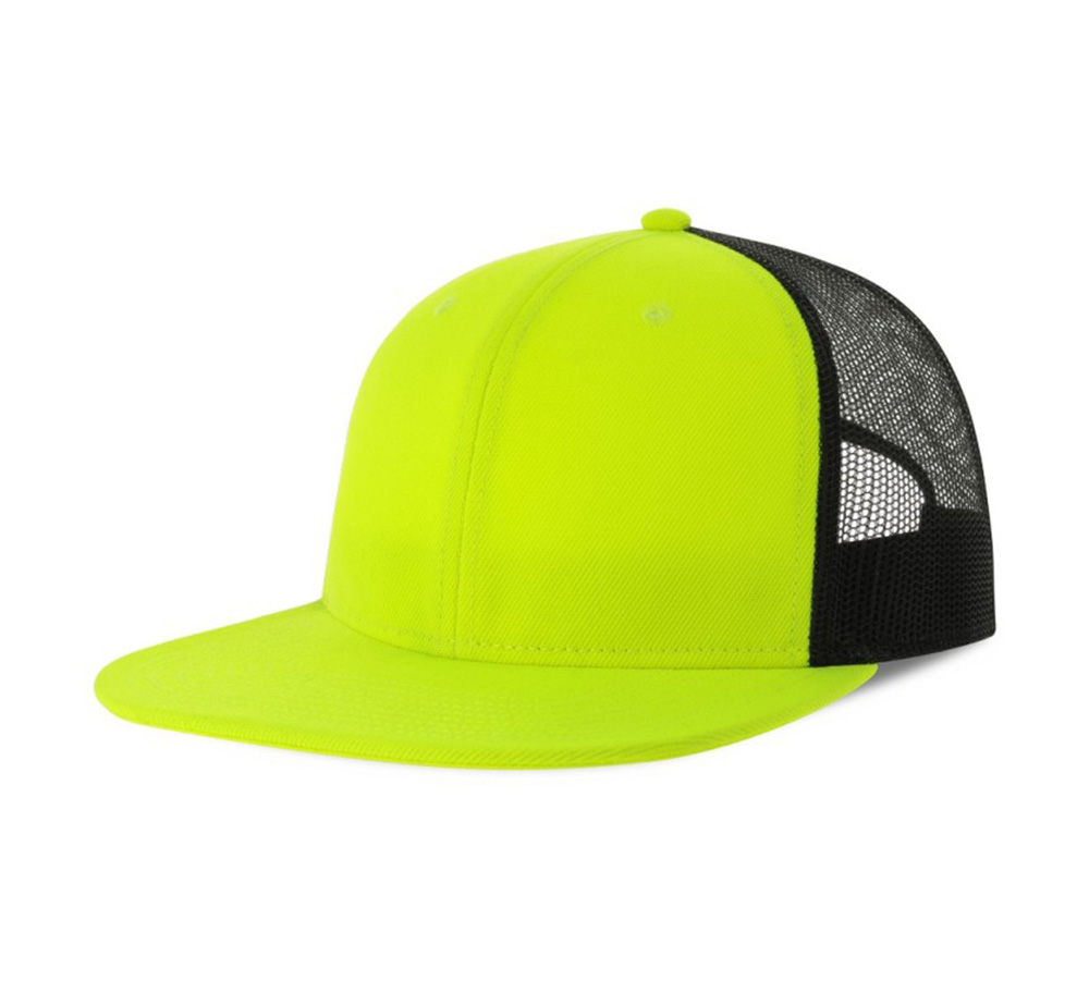 Εξάφυλλο Καπέλο S-SNAP Atlantis Snapback με Δίχτυ και Φλατ Γείσο Yellow Fluo/Black